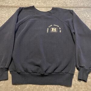 Vintage Ryder Keep The Pace in 88 Raglan Crewneck Sweatshirt Medium Retro Blue